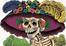 greeting card dia de los muertos la catrina cl&aacute;sico