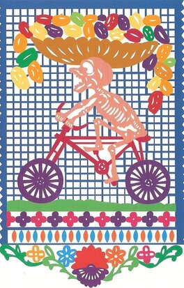 greeting card dia de los muertos bicycle baker