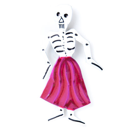magneetje van blik skelet dame roze