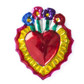 magneetje van blik hart bloemen geel