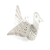 vogeltje van blik zilver