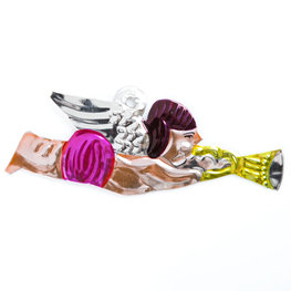 figuur van blik engel kind trompet roze