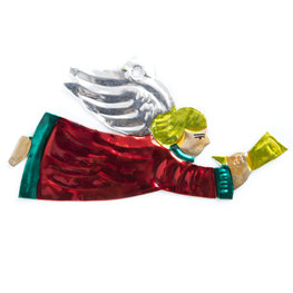 figuur van blik engel trompet rood