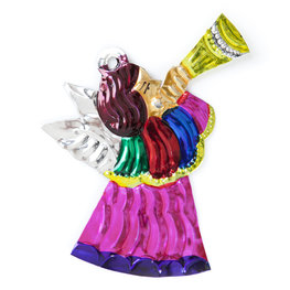 figuur van blik engel kind trompet roze