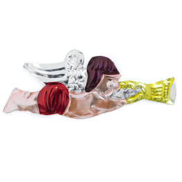 figuur van blik engel kind trompet rood