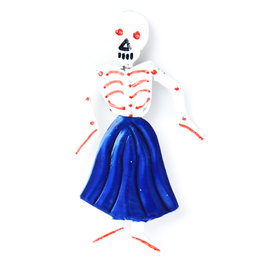 magneetje van blik skelet dame blauw