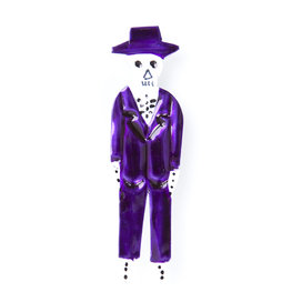 magneetje van blik skelet heer paars