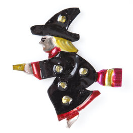 magneetje van blik heks blond zwart