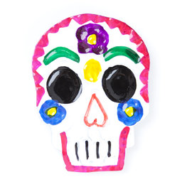 magneetje van blik schedel roze