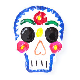 magneetje van blik schedel blauw