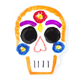 magneetje van blik schedel oranje