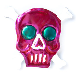 magneetje van blik schedel bot roze