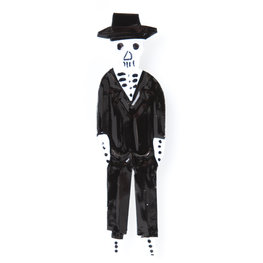 magneetje van blik skelet heer zwart