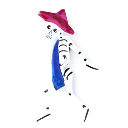 magneetje van blik skelet das blauw