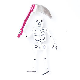 magneetje van blik skelet zeis roze