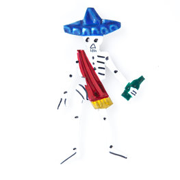 magneetje van blik skelet macho hoed blauw