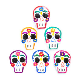 magneetjes van blik kleurrijke schedels