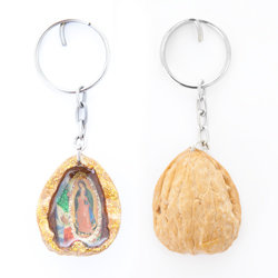 walnoot sleutelhanger guadalupe mexicaanse vlag